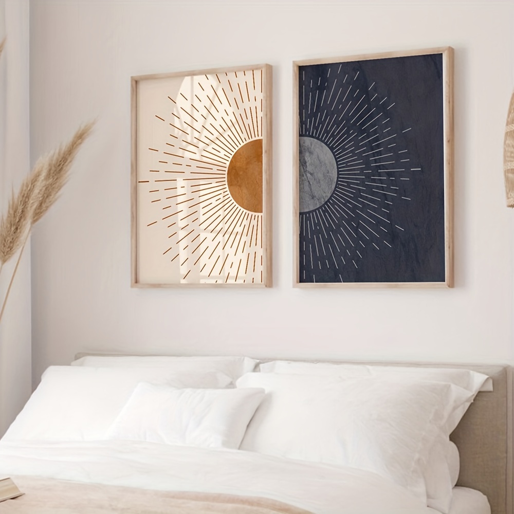 Alfombras redondas para interiores, diseño abstracto de mediados de siglo,  hojas de sol, minimalista, moderno, beige, antideslizante, suave