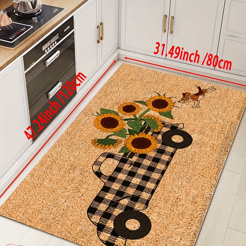 Sunflower Print Kitchen Floor Rug Dirt Resistant Floor Rug - Temu