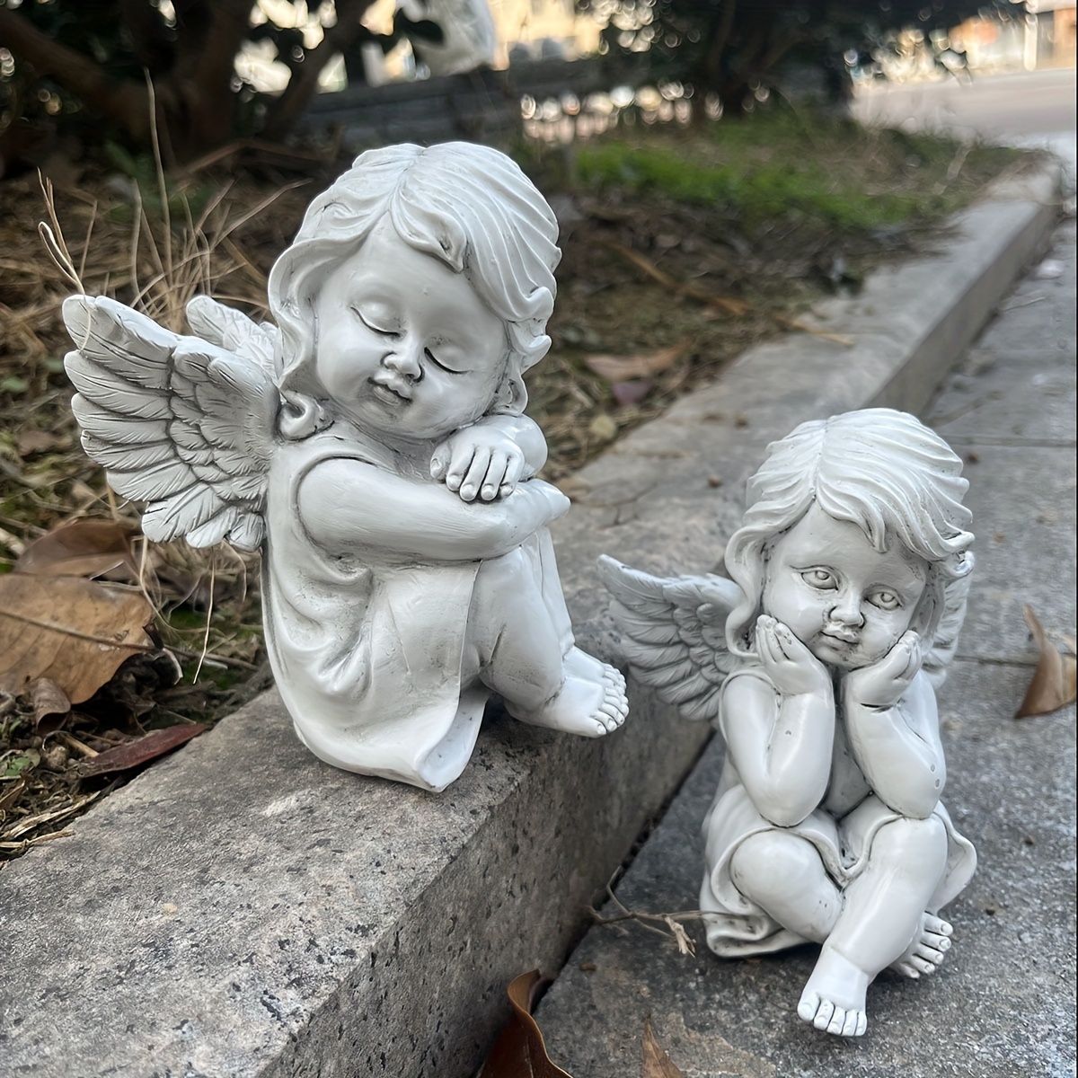 Statuette d'ange pour jardin - Statuette d'ange pour cimetière ou extérieur