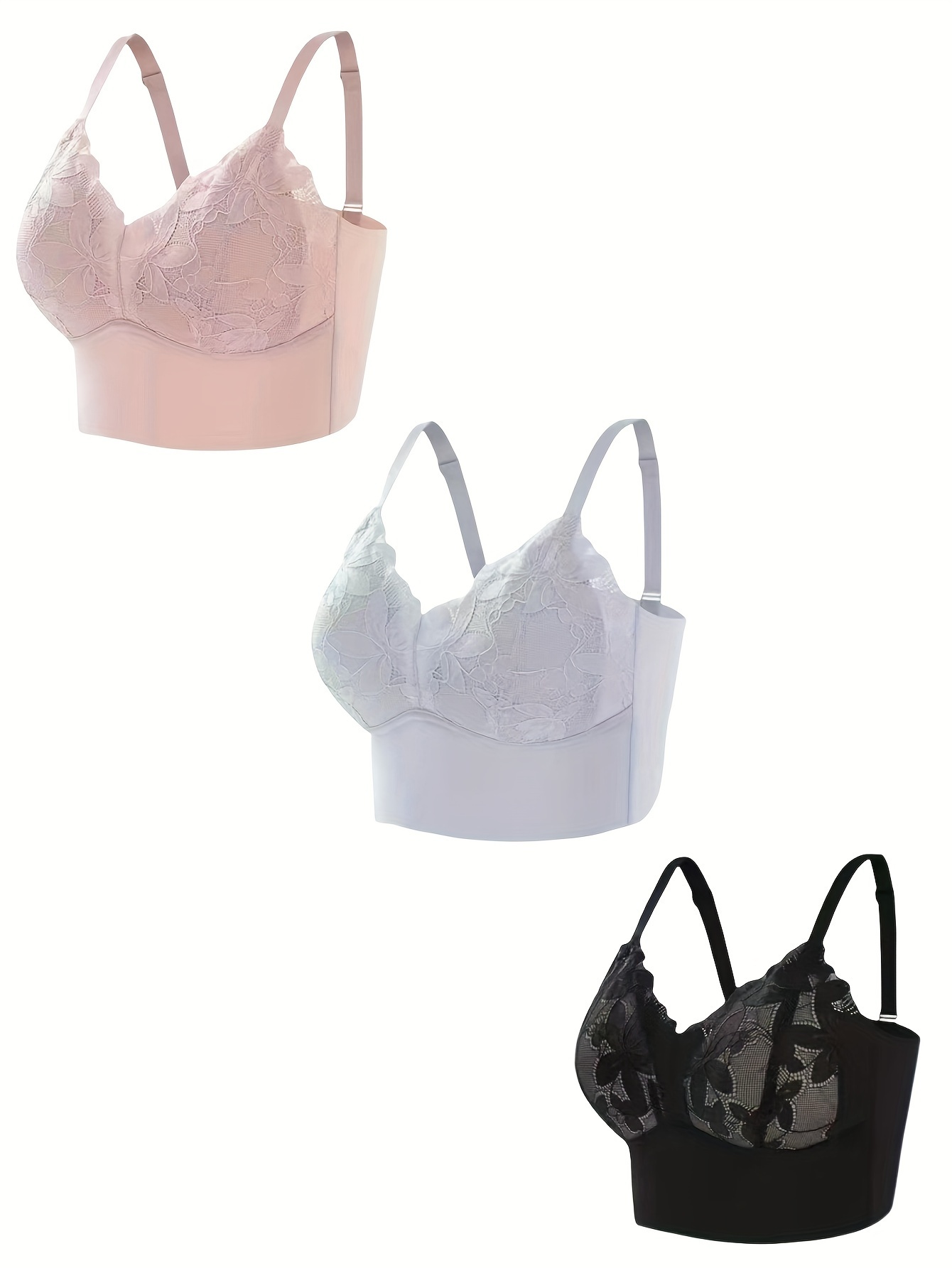 Valentine's Day Contrast Lace Wireless Bras Comfy Breathable - Temu