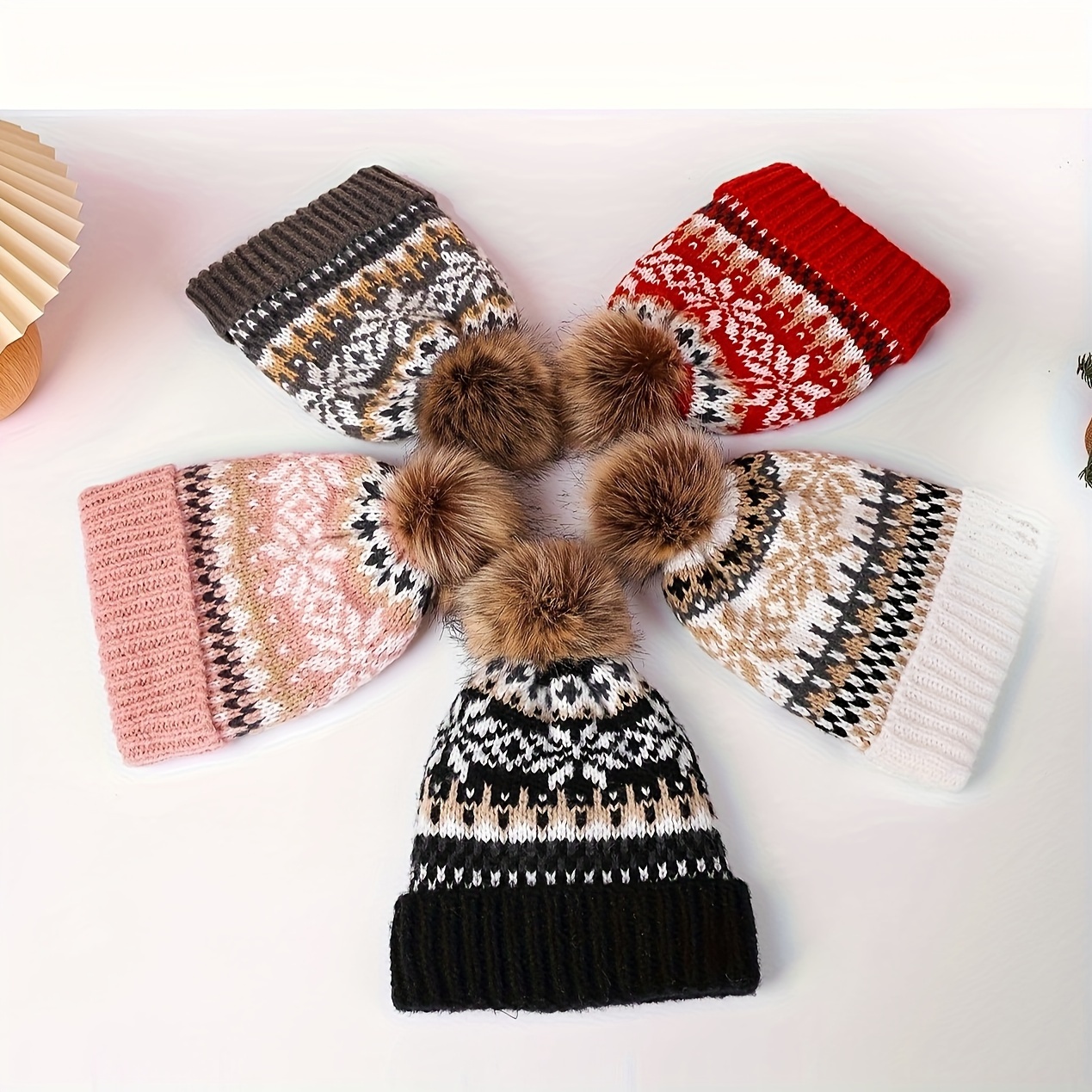 Conjunto De Gorro Y Bufanda De Punto Con Copos De Nieve Para - Temu