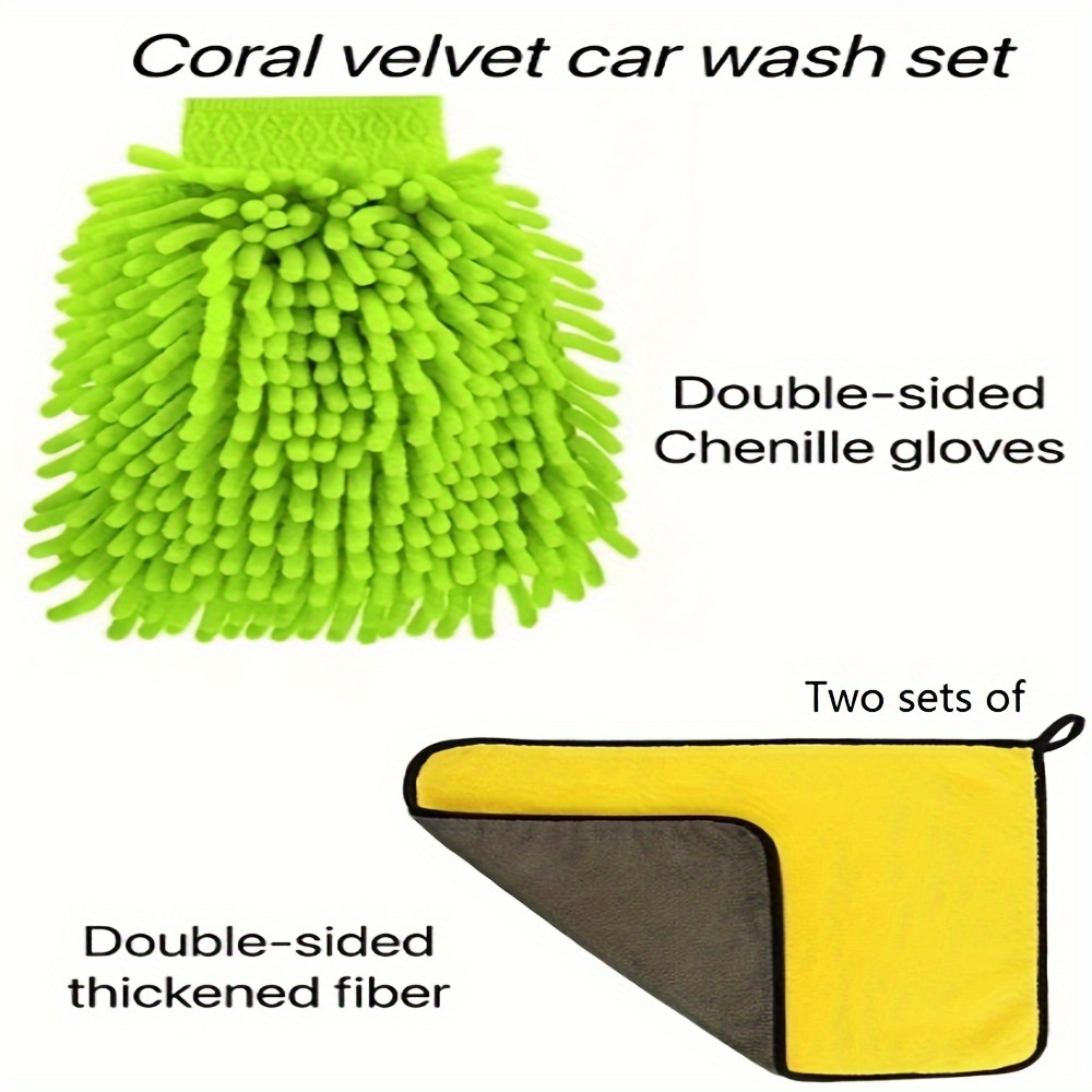 thickened chenille car washing towels coral