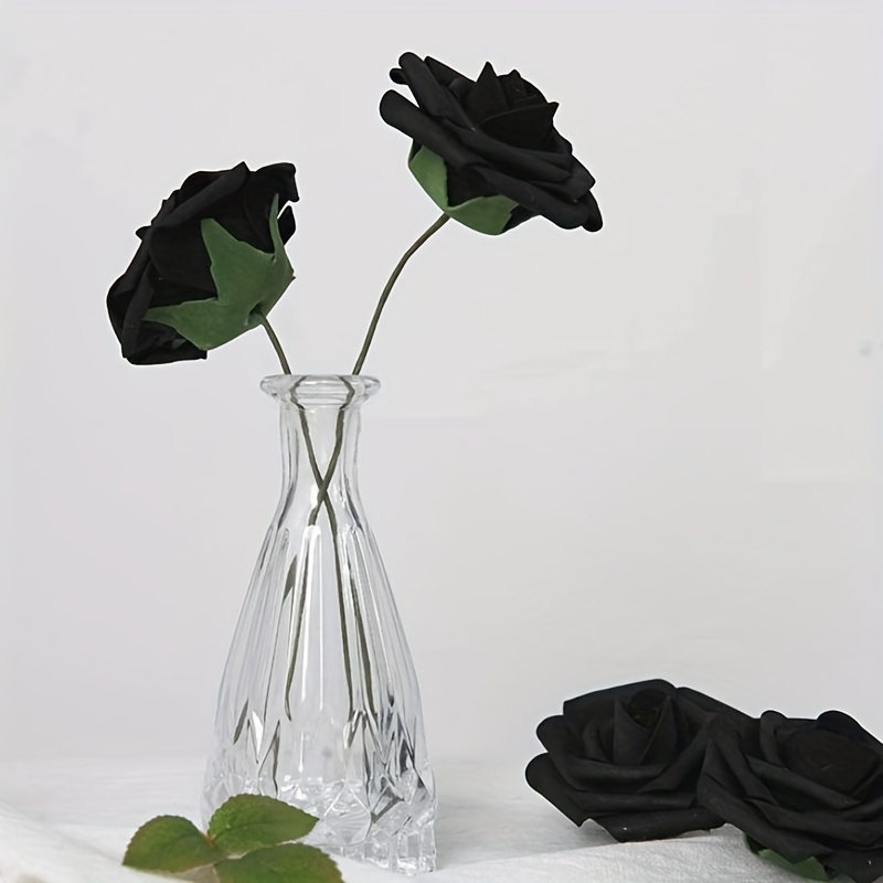 4” Artificial Black Rose with Stem Wedding DIY Flowers Pack of 50 Pcs