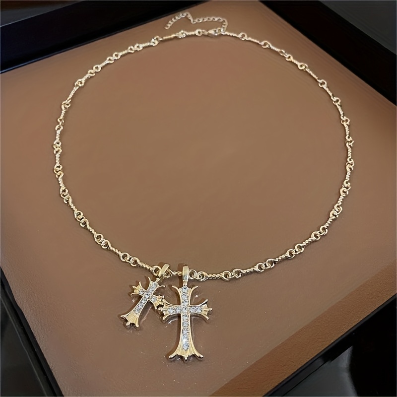 Necklace 18k Hip Style Hop Plated Women For Double - Cross Temu