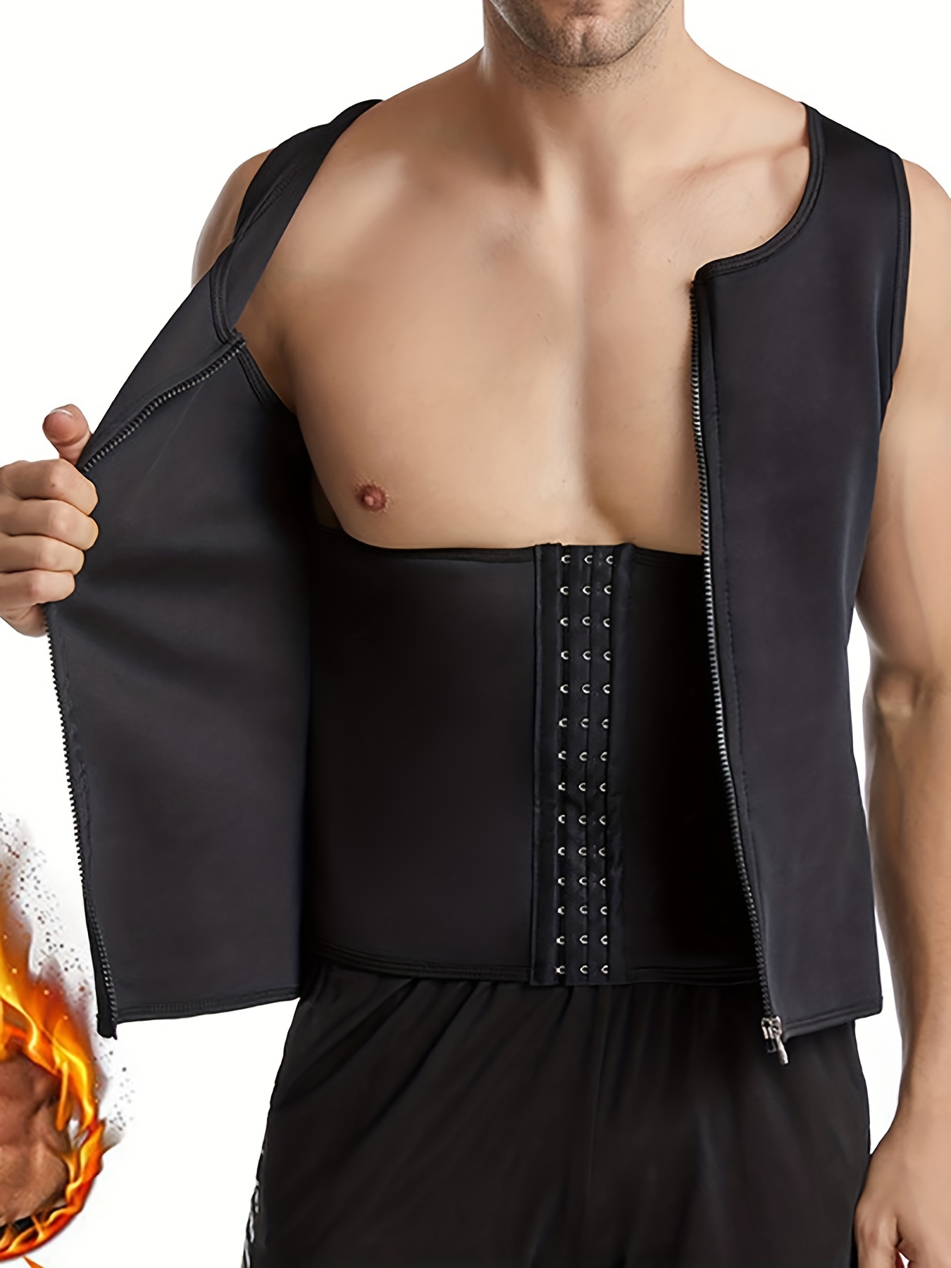Men Slimming Body Shaper Corset Tank Top Three-breasted Compression Vest  Shapewear Undershirts