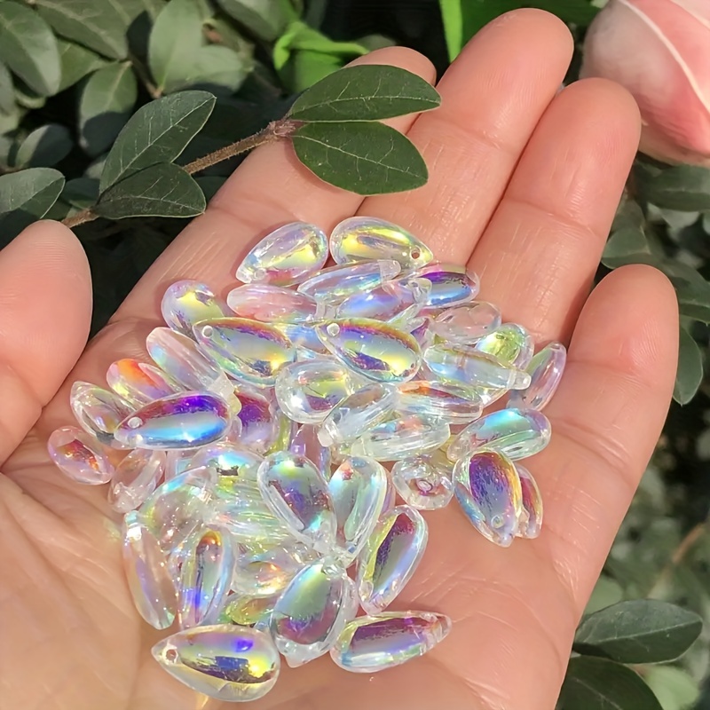 10pcs 8mm AB Colourful Faceted Water Droplets Crystal Glass Beads Loose  Beads For Jewelry Making DIY Bracelet Necklace