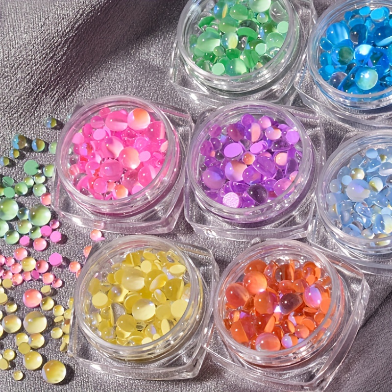 Cheap 1440Pcs Flatback Beads Aurora Rhinestone for Nails Mix Size Mermaid  Symphony Iridescent Gems Pearl Stones Nail Art Decorations
