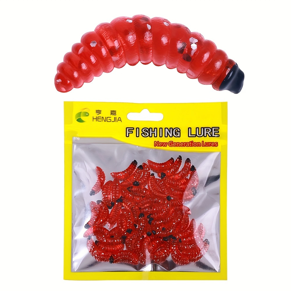 50pcs/lot Soft Fishing Lure Red Earthworm Worms 4cm/8cm Artificial Fishing  Lure