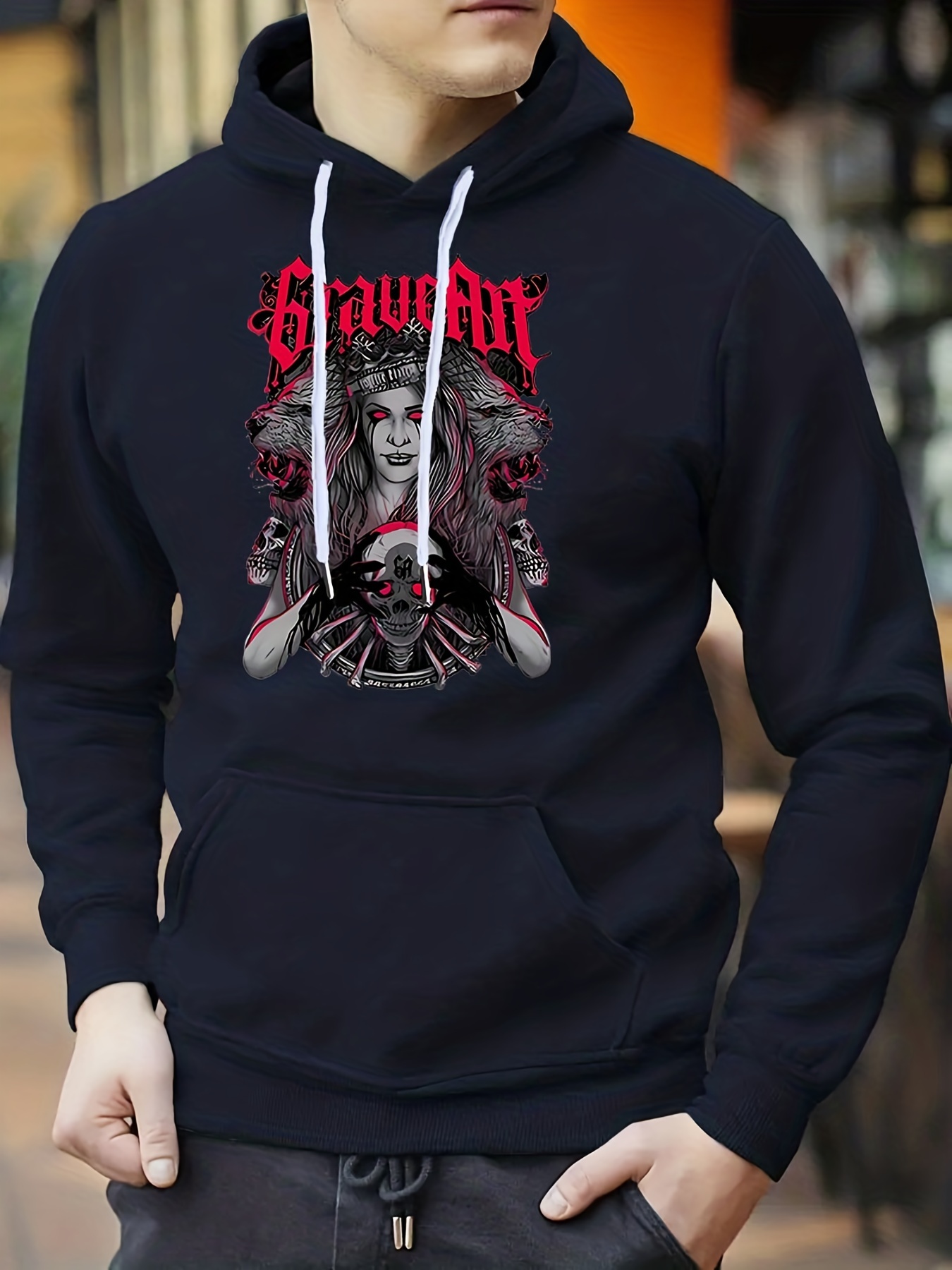 Crâne Avec Sweat À Capuche Imprimé Beauté, Sweats À Capuche Cool Pour  Homme, Pull À Capuche Décontracté Pour Homme Avec Poche Kangourou  Streetwear Pour Lautomne Dhiver, Comme Cadeau. - Vêtements Homme -