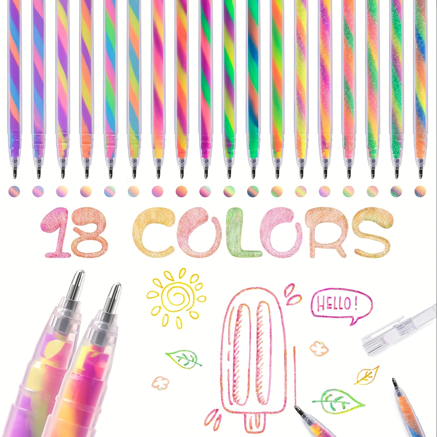 Retractable Gel Pens Fine Rainbow Gradient High Gloss - Temu