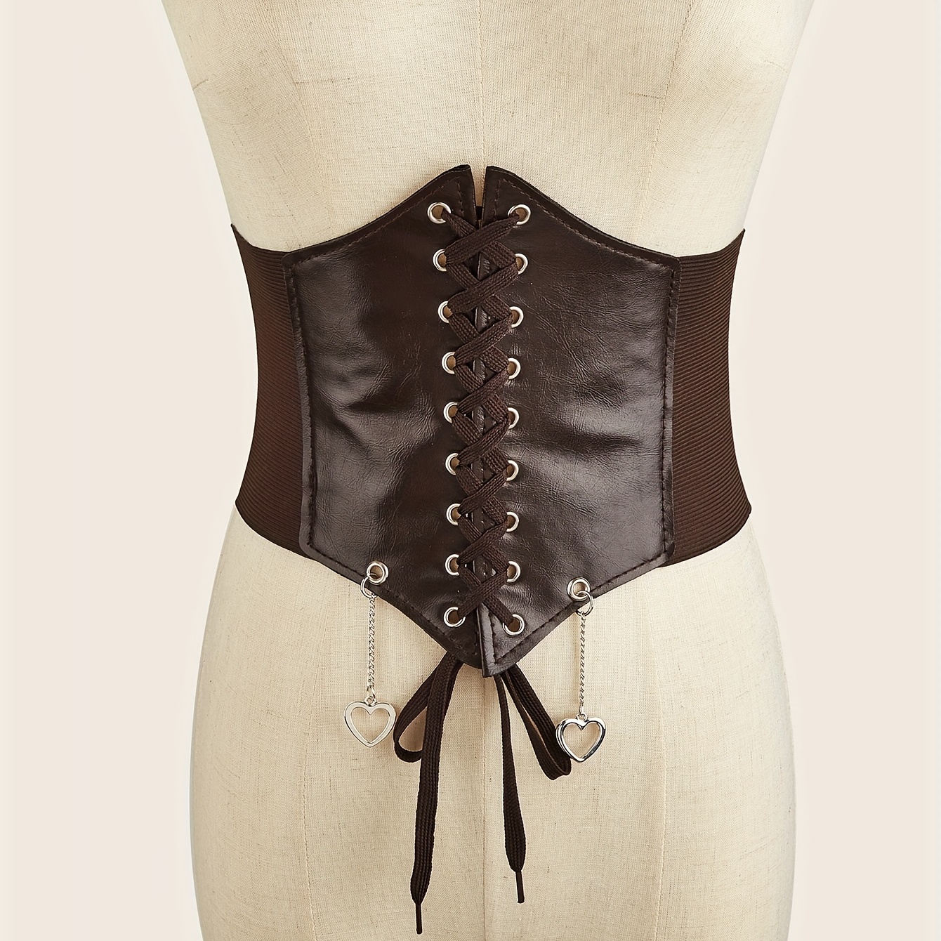 Gothic Waistband Elastic Wide Belt Vintage Women Elegant Corset Dress  Girdle PU Waspie Belts