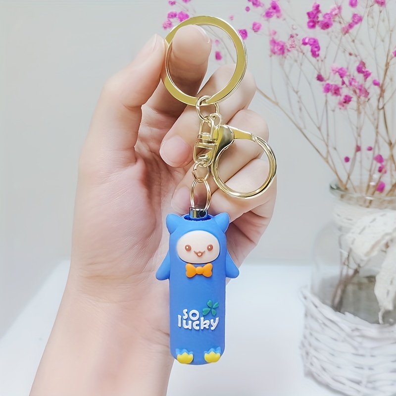 1pc Women's Blue Cartoon Space Adventure Astronaut Teddy Bear Keychain, Bag  Charm, Gift