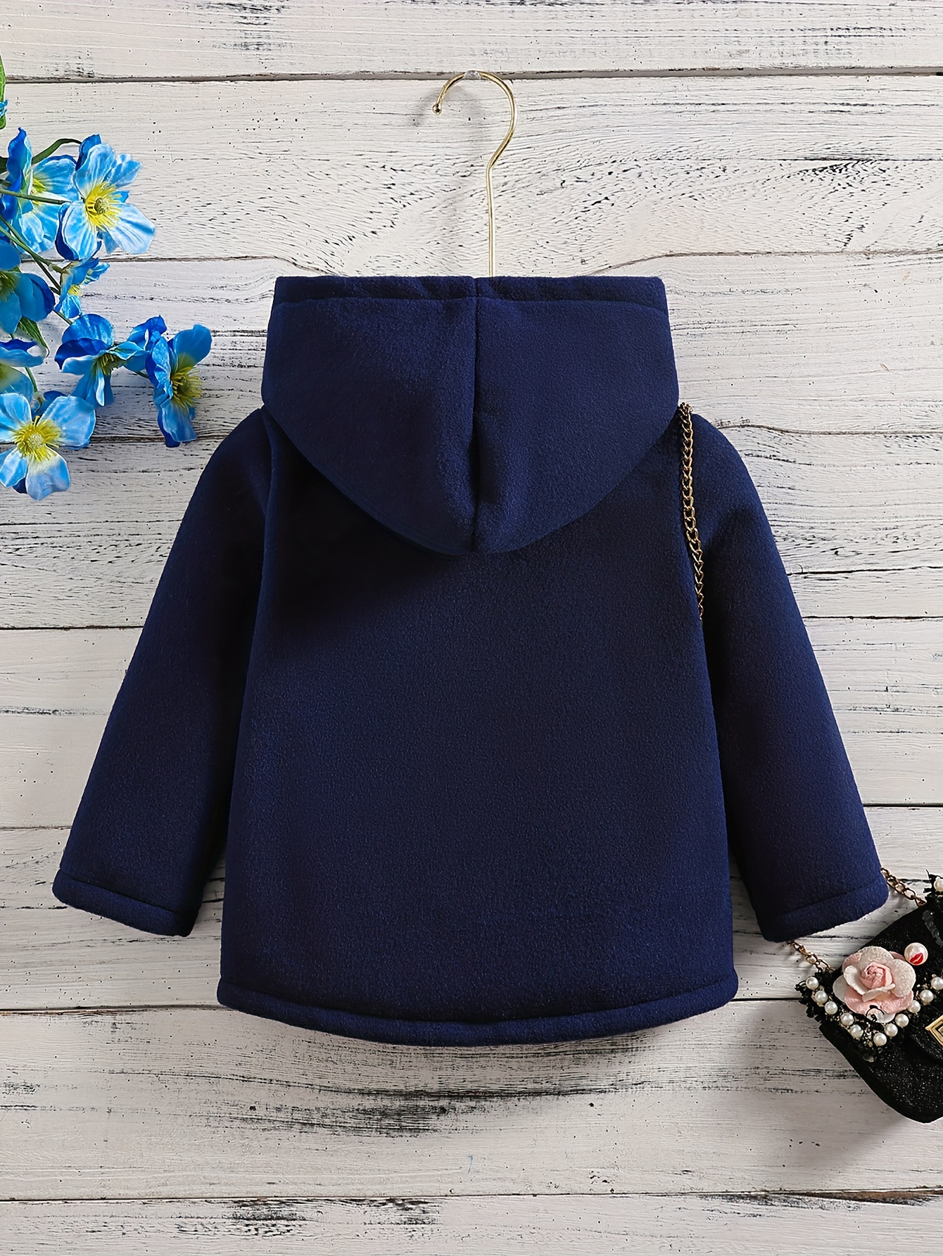 Girls' Thick Hooded Fleece Coat, Warm Button-Up Jacket