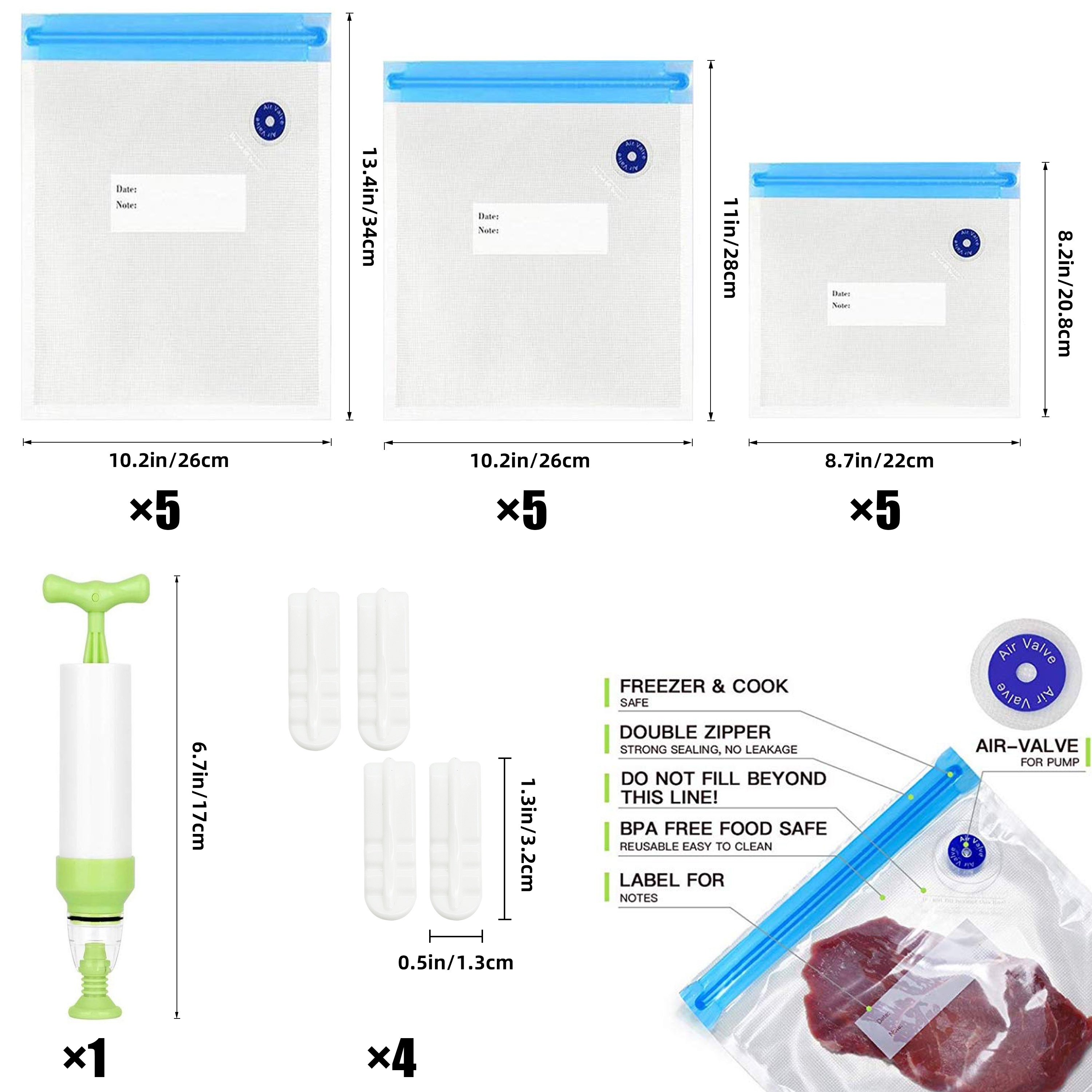 Sacchetti Riutilizzabili Per Il Sottovuoto , Kit Pompa Manuale, Con 3  Dimensioni Di Sacchetti Per Alimenti Sottovuoto, Per Conservazione Degli  Alimenti E Cucina Sous Vide