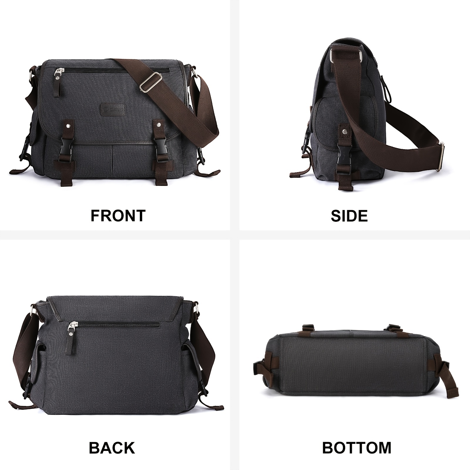 Water Resistant Canvas Messenger Bag for Men & Women