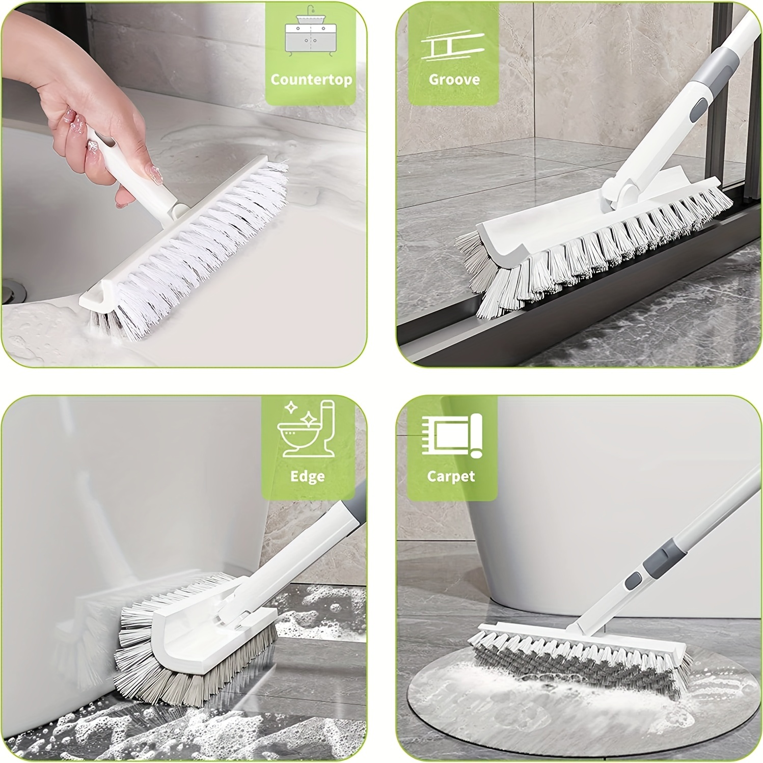 Double-sided Floor Scrub Brush With Long Handle, Corner Crevice
