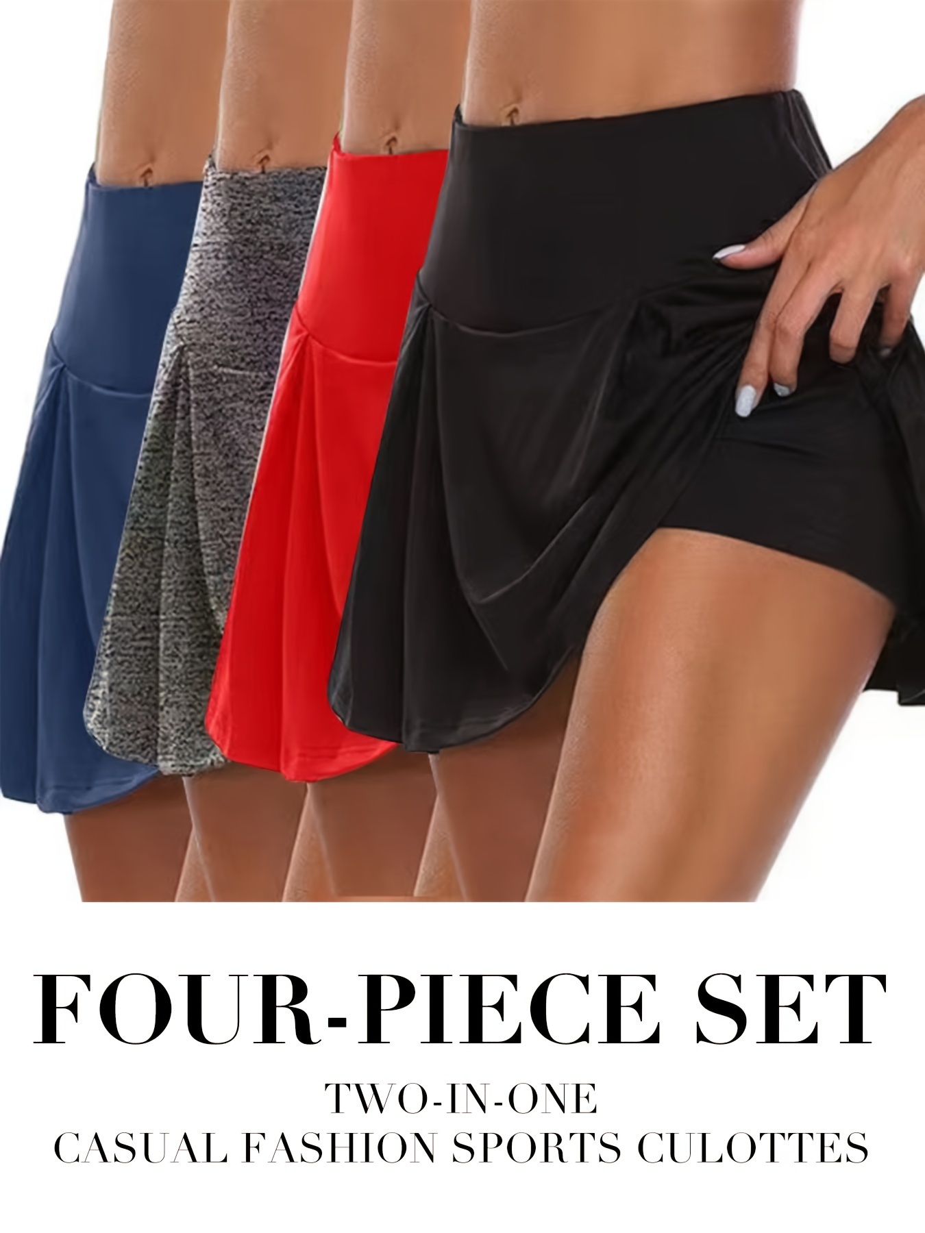Women's Tennis Skirts Rib-Knit Side Tie Stretch Workout Mini Golf Skorts  Skirts with Shorts Pockets Activewear 