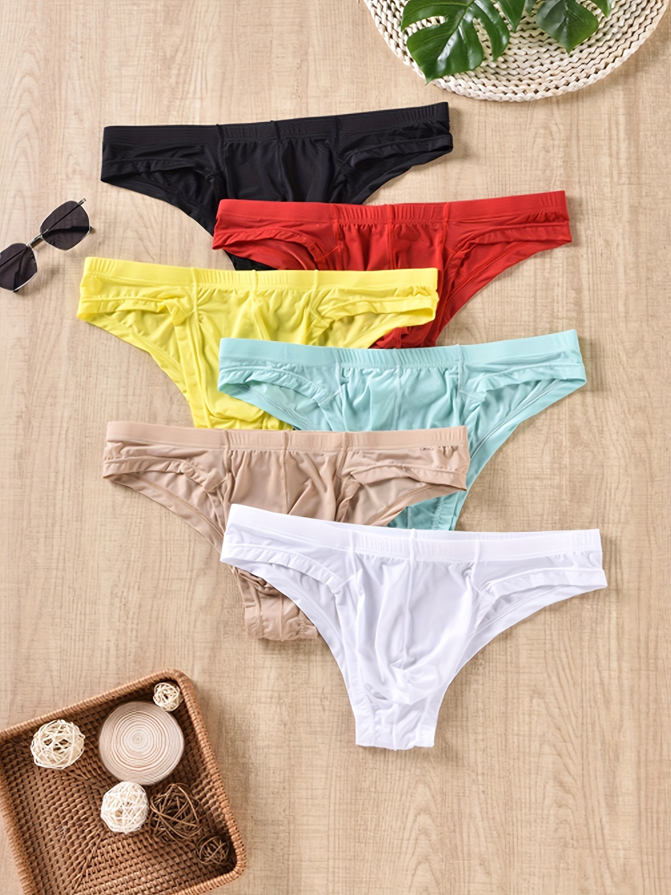 Men's Casual Plain Color Briefs Breathable Comfy Panties - Temu Canada