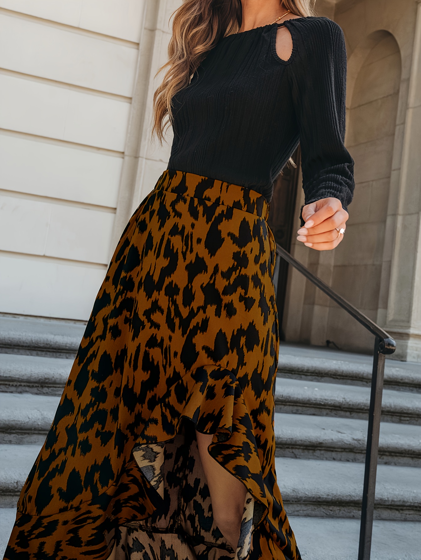 Multicolor leopard 2025 print maxi skirt