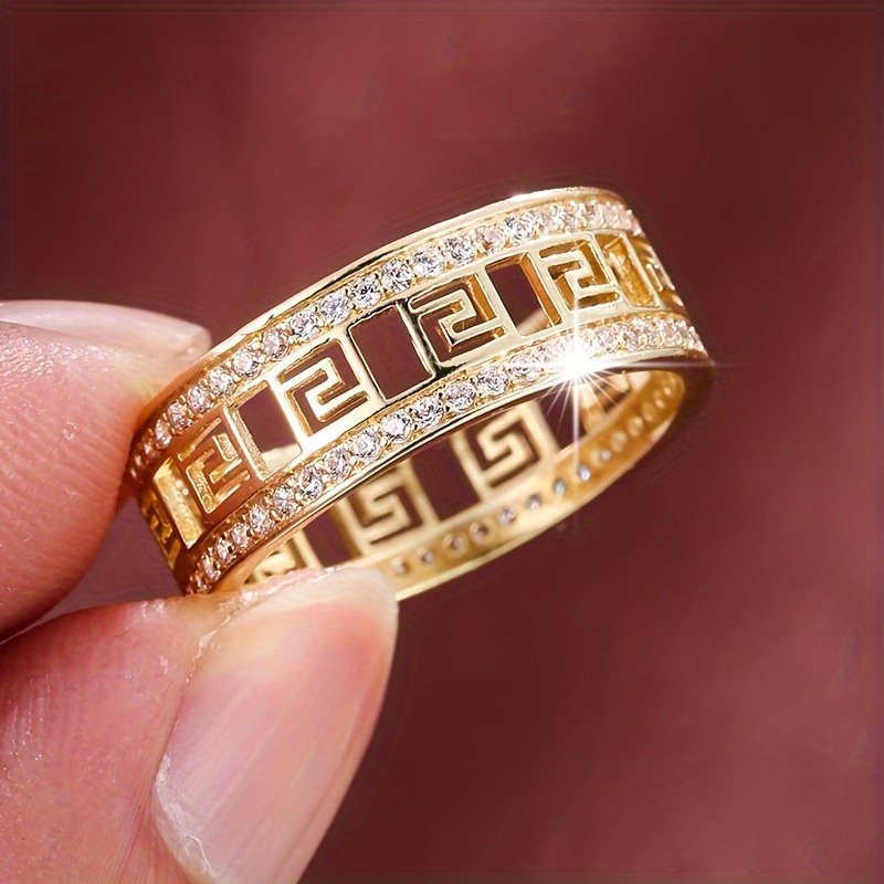Women's Golden Tone Ring with Zirconia Stones