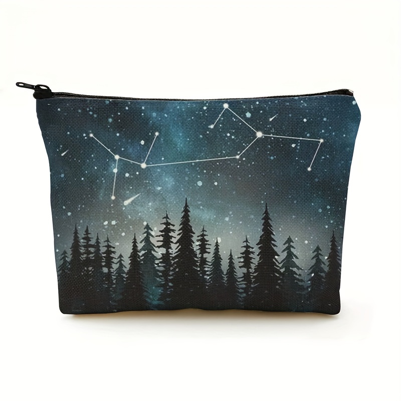 

1pc Starry Sky Cosmetic Bag Constellation Gift Unique Design Makeup Case Pouches Gift Dark Forest Linen Fabric Gift Ideas For Her