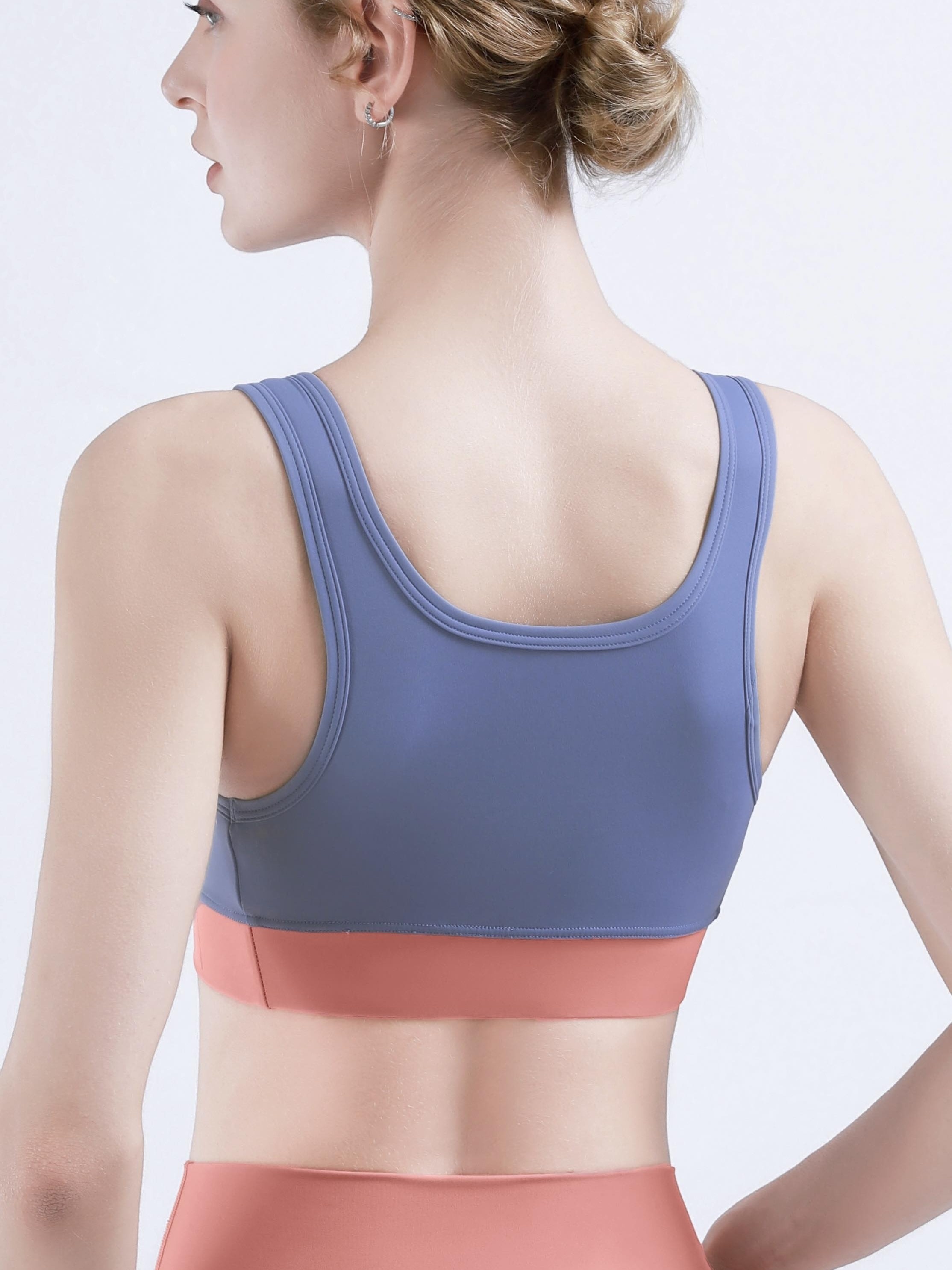 Women's Wide Straps Contrast Color Tank Sports Bra - Temu Canada