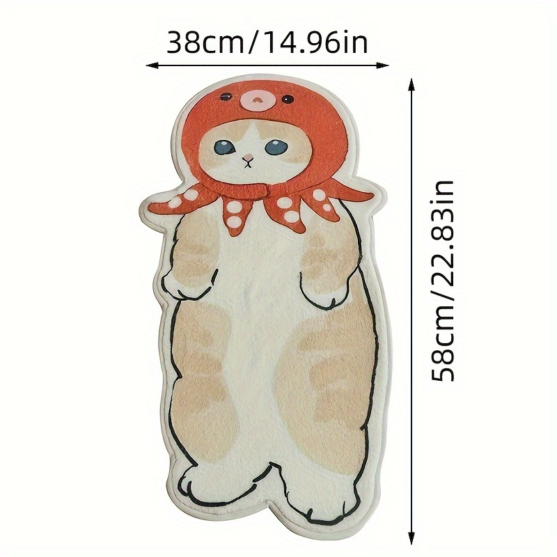 Cute Cat Head Pattern Irregular Floor Mat, Non-slip, Waterproof