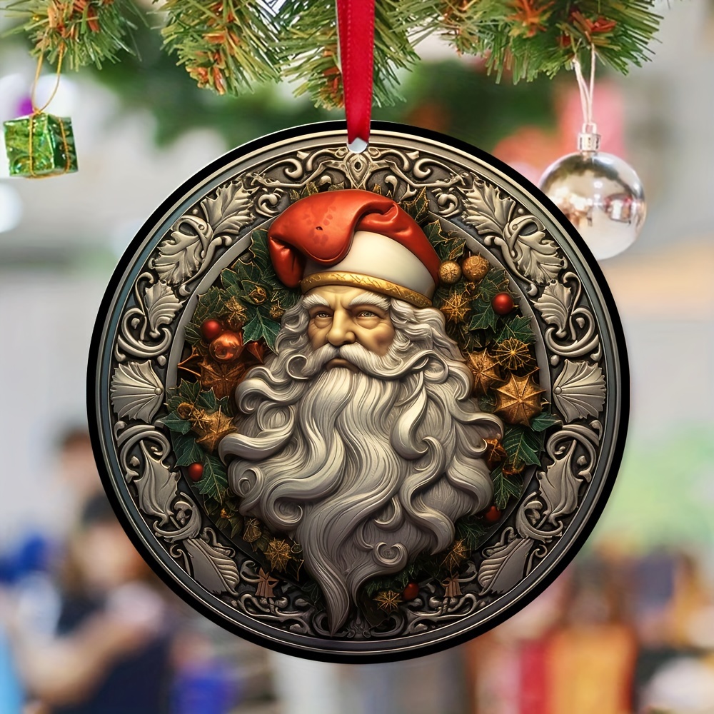 3 Vintage Christmas Decor Musical Hanging Santa Head & Plush & Tree  Ornament EUC