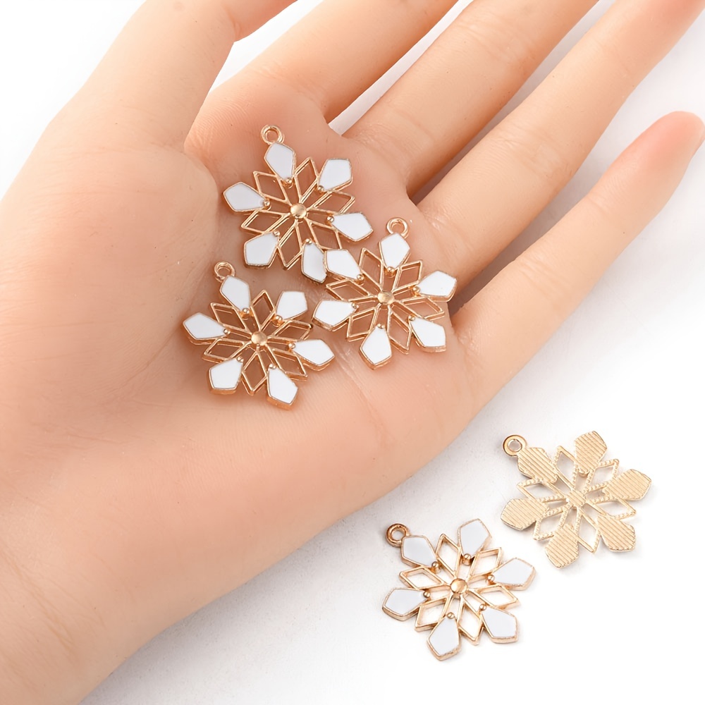 Christmas Series Snowflake Pendants Diy Alloy Enamel - Temu