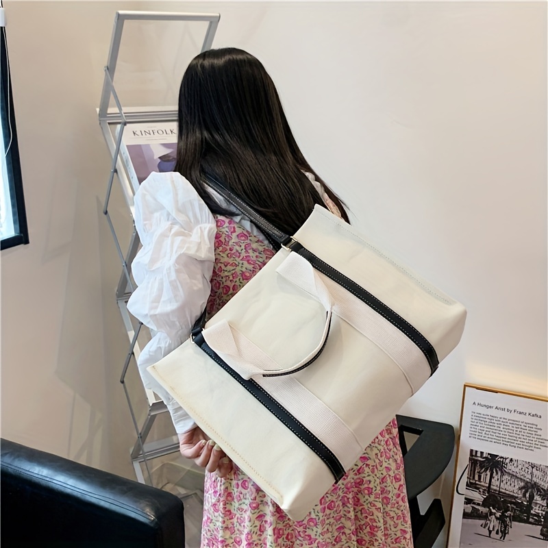 2023 New korea style simple stripe Women's Canvas Tote Bag Shopper Bags  Lady canvas Large Capacity Crossbody Shoulder Bag