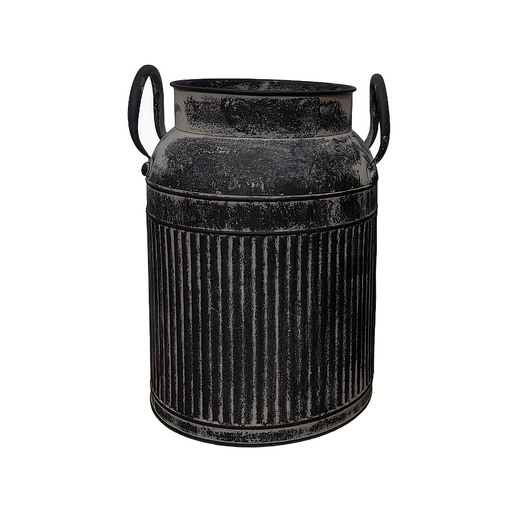 TEMU 1 Pack, Flower Pot With Rough Surface And Wavy Pattern Iron Pipe Handle Flower Arrangement Flower Tube Flower Pot