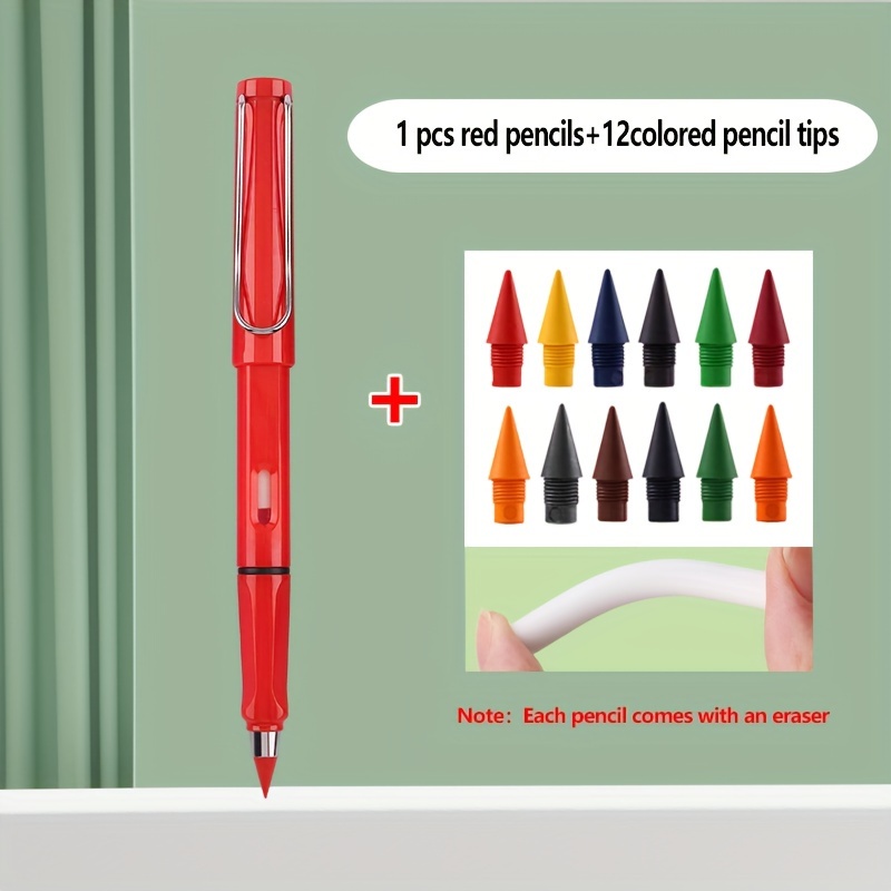 12 Colors Inkless Pencil Nibs Colored Eternal Pencil Refills - Temu