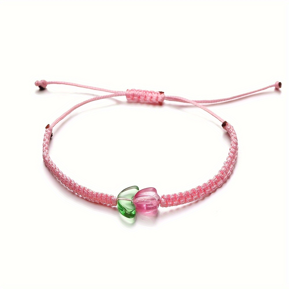 New Tulip Bracelet With Semi Transparent Candy Color Flower Bracelet Design And Flower Weaving Bracelet