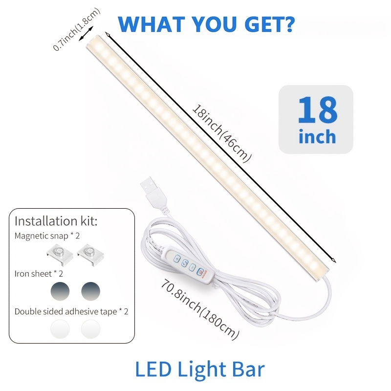 9 in. LED Warm White 2-Bar Rechargeable Under Cabinet Lighting Kit