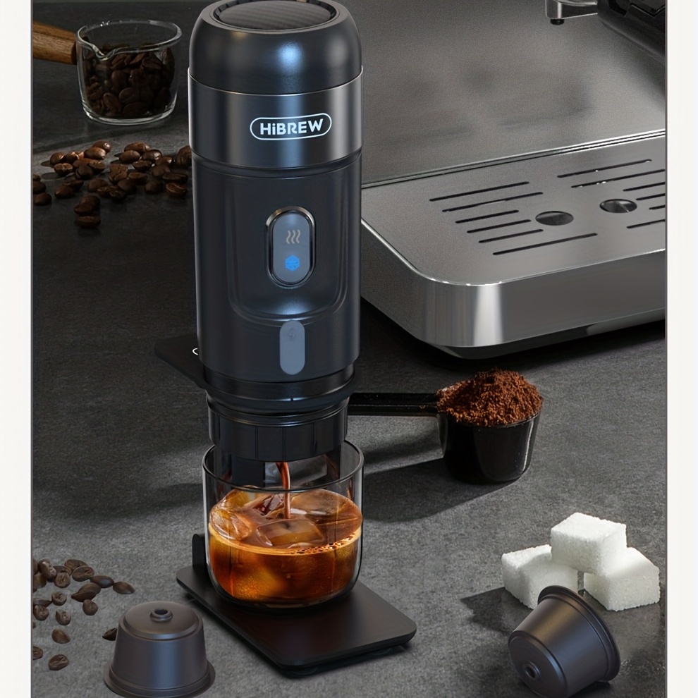 HiBREW-cafetera portátil para coche y hogar, máquina de café expreso de 12V  de CC, compatible con cápsula Nexpresso Dolce, H4A