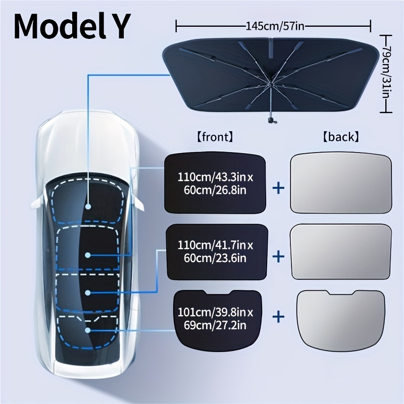 Pour Tesla Model Y 3 2016-2022 Pare-brise de voiture Écran solaire  Pare-soleil Pare-soleil Écrans Blocs Parasol Protection contre les rayons  UV