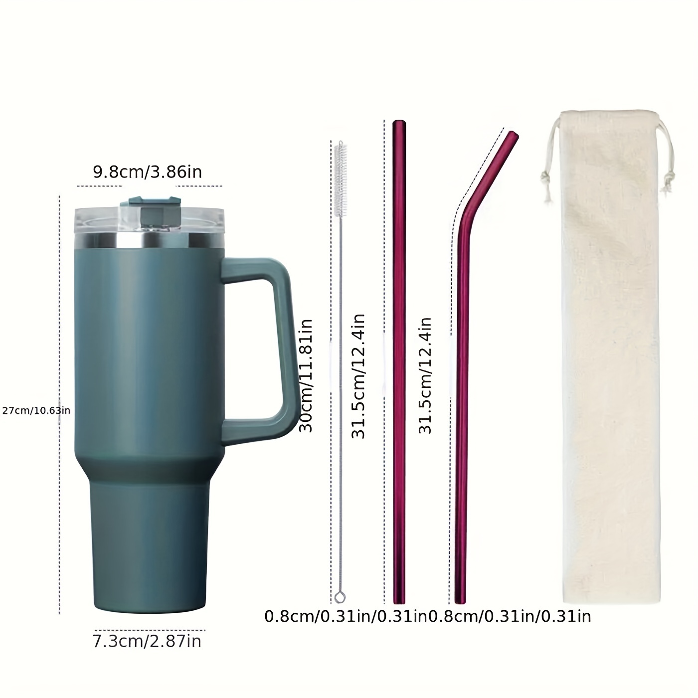Stainless Steel Straws For Stanley Cups Travel Tumbler, Reusable Straws  With Cleaning Brush & Drawstring Bag, Summer Winter Drinkware Accessories -  Temu