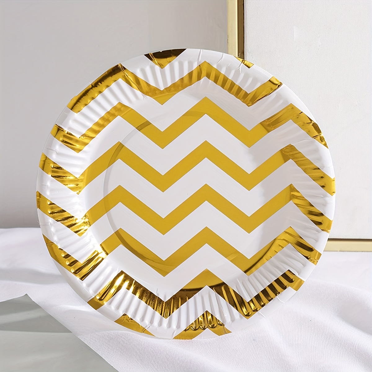 10pcs platos papel desechables detalles lámina dorada Temu - Main Image