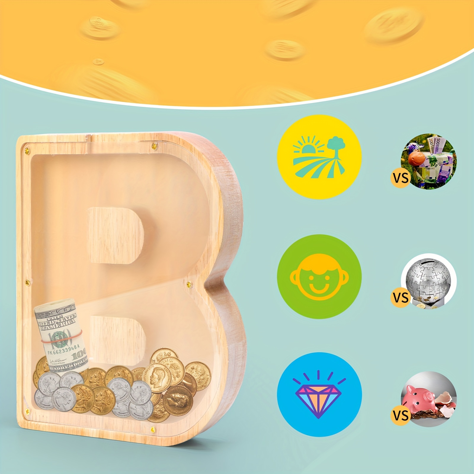 Kids' Piggy Bank Plastic Piggy Bank Coin Storage Piggy Bank Piggy B