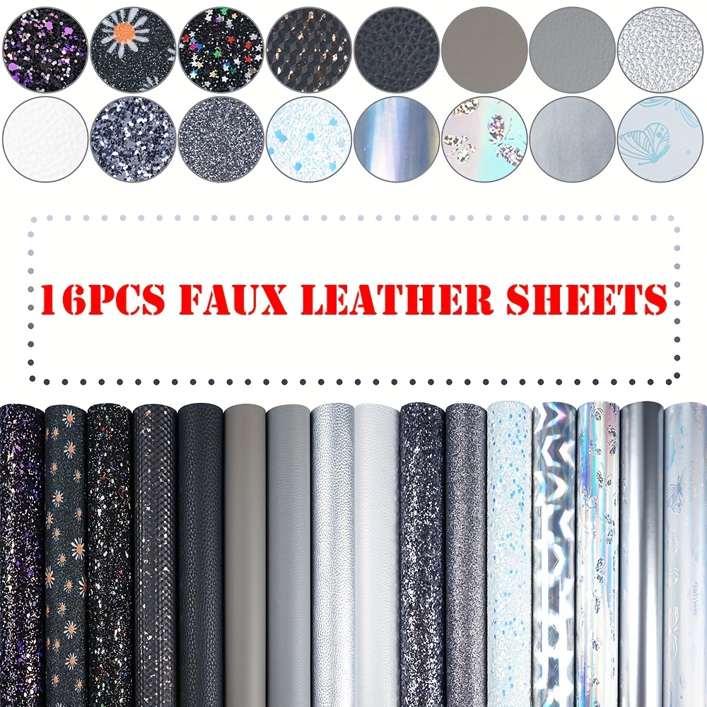 New Colors Black Silver Series Faux Leather Fabric Sheets - Temu