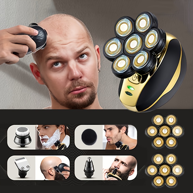 Afeitadora de cabeza para hombres calvos, afeitadoras eléctricas 7D,  impermeable, afeitadora de cierre de cabeza calva para hombres, afeitadora