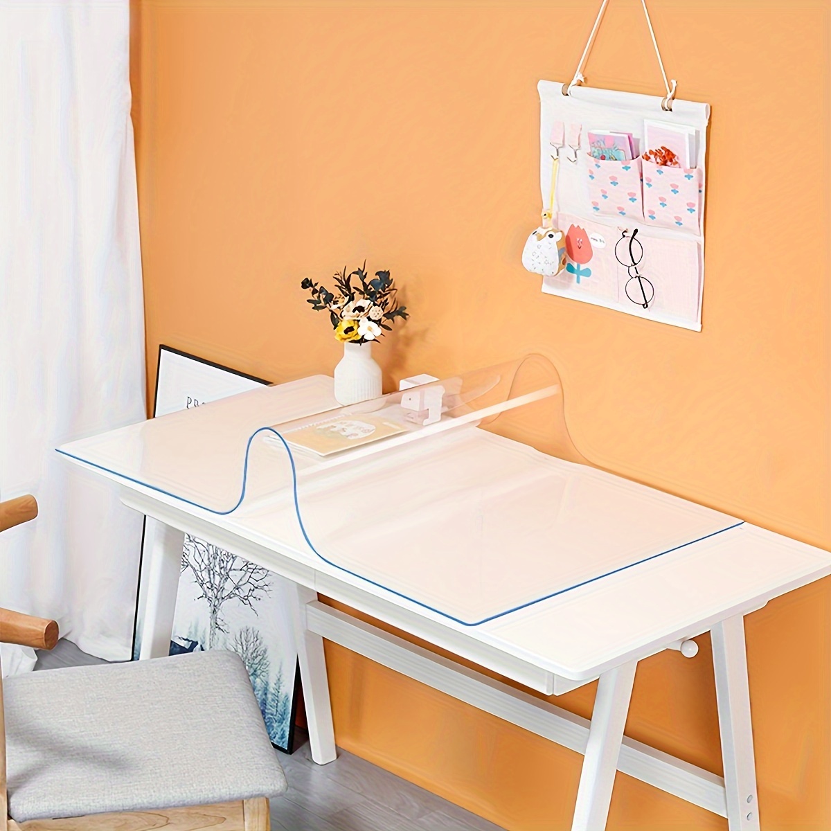 Tapete de escritorio antideslizante de piel sintética con protector de  bordes, tapete de escritorio suave e impermeable para oficina en casa