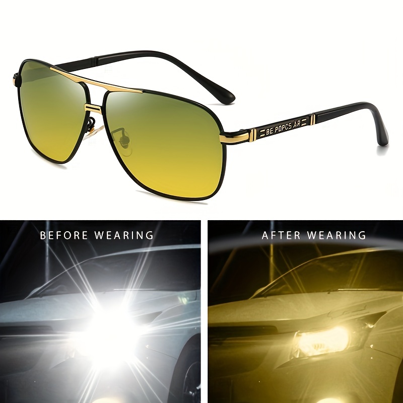 1 Pilot Polarized Sunglasses Fashion Yellow Lens Night Driving Glasses Men  Women