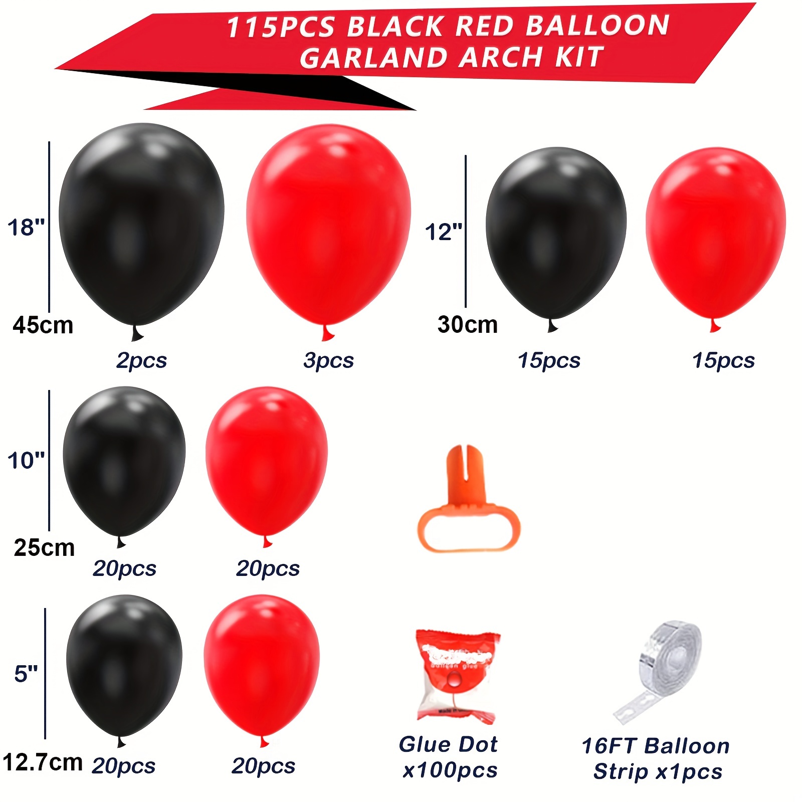  Black Balloons Different Sizes 110PCS 18/12/10/5 Inch Black Balloon  Garland Arch Kit Quality Latex Balloons Black Decorations for Party  Birthday Graduation Wedding : Toys & Games