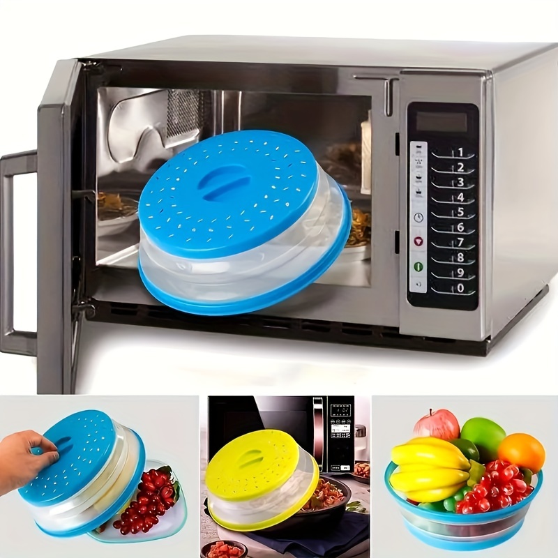 Microwave Splatter Cover for Food, BPA-Free Steam Vents Microwave Plate Cover with Easy-Grip Handle, Fruit Drainer Basket, for Dishwasher Safe & Refri