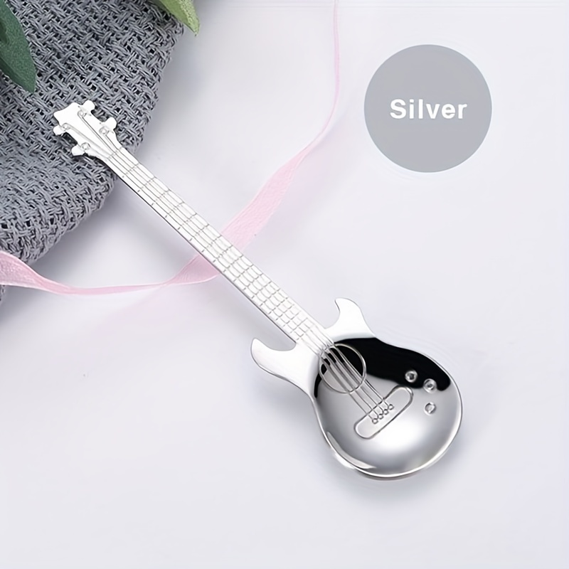 Guitar Coffee Spoons 6-park Creative Cute Spoons 18/10 Stainless Steel Teaspoons  Guitar Shaped Niuniu
