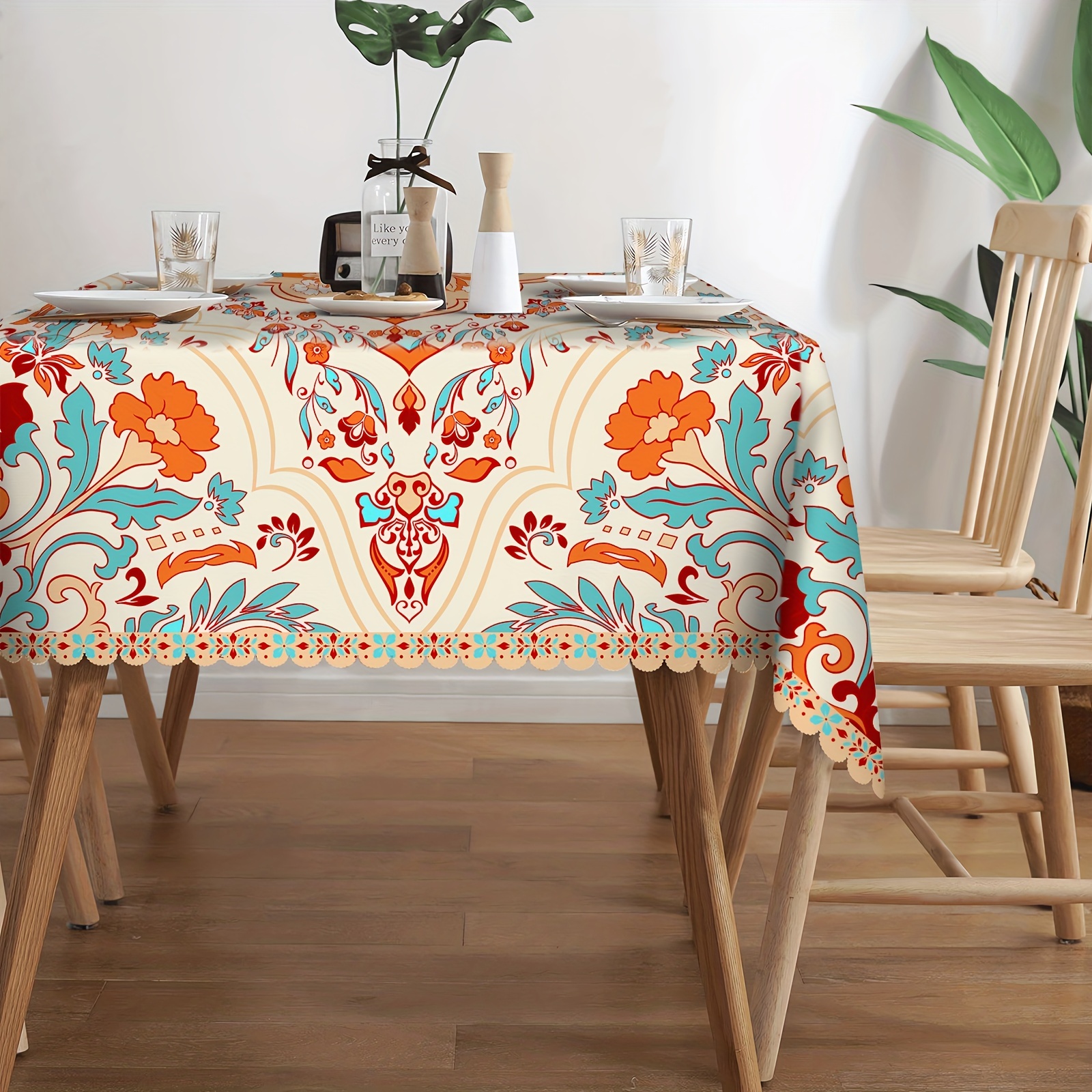 Polyester Tablecloth Edge Embossing Floral Printed - Temu New Zealand