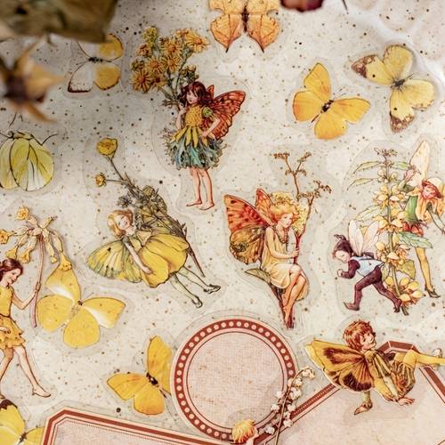 50 stk. forhekset skov fe og sommerfugl vandtætte klistermærker - livlige pet selvklæbende dekaler med blomster til diy håndværk, scrapbooking, gaveindpakning, journals og mere - farverig dekoration til vandflasker, hilsenkort, skateboards