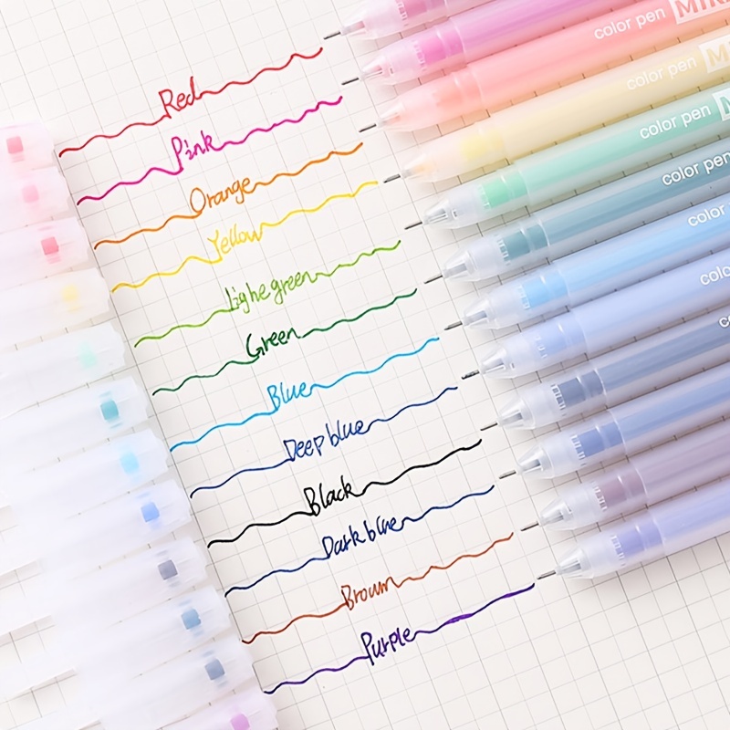 Gel Pens 12 Colors Ball Fine Point 0.5 mm Ink Note Taking Pens for  Japanese