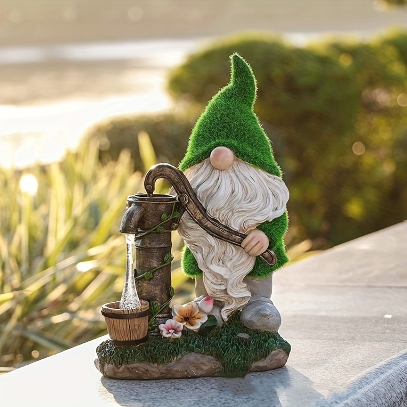 1set, Garden Statues Gnome Decor, Garden Resin Gnomes Elf With Solar LED  Lights, Outdoor Lawn Ornaments Decor For Patio Yard Porch Decoration Gifts,  W